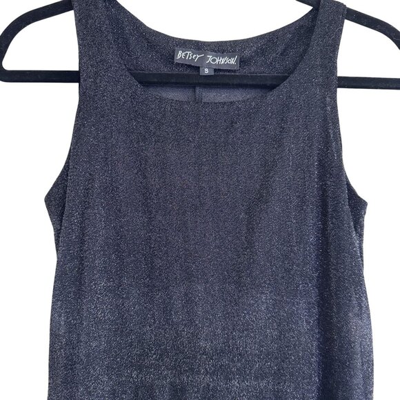 Vintage Betsey Johnson Womens Y2k 90s Black Glitter Sleeveless Mini Dress Size S - Picture 2 of 7